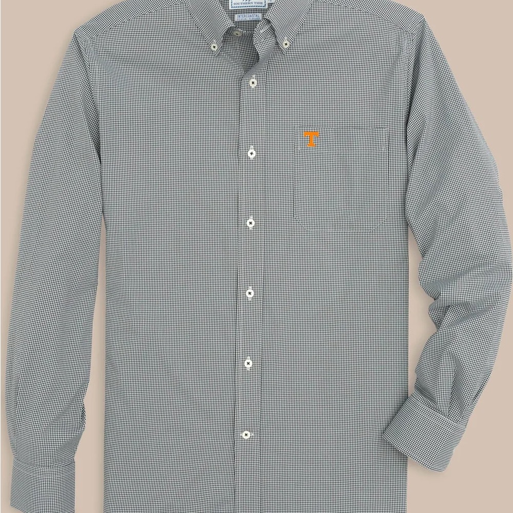 NWT Southern Tide Slate Grey and White Gingham Long Sleeve